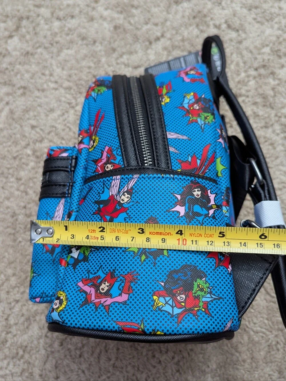NWT! Loungefly Marvel Comics Women Superheroes Mini Backpack, Blue Pop-Art Print